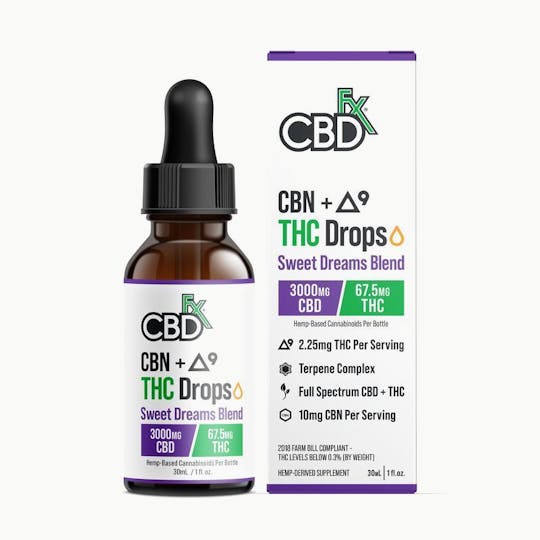 CBDfx - CBN + Delta-9 THC Drops: Sweet Dreams Blend - 30ml - 3000mg - 1