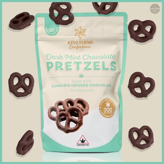 Kind Farms Reserve - Dark Mint Chocolate Covered Pretzels 300mg THC - Kind Farms Confections - 1