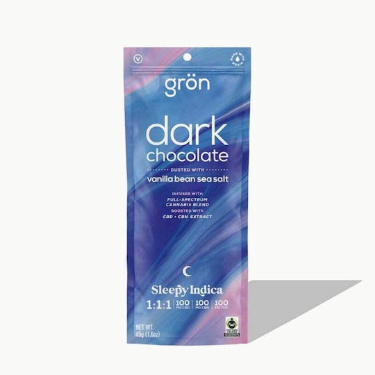 Grön Edibles - Grön 1:1:1 Dark Chocolate w/ Vanilla Bean Sea Salt – CBD/CBN/THC - 1
