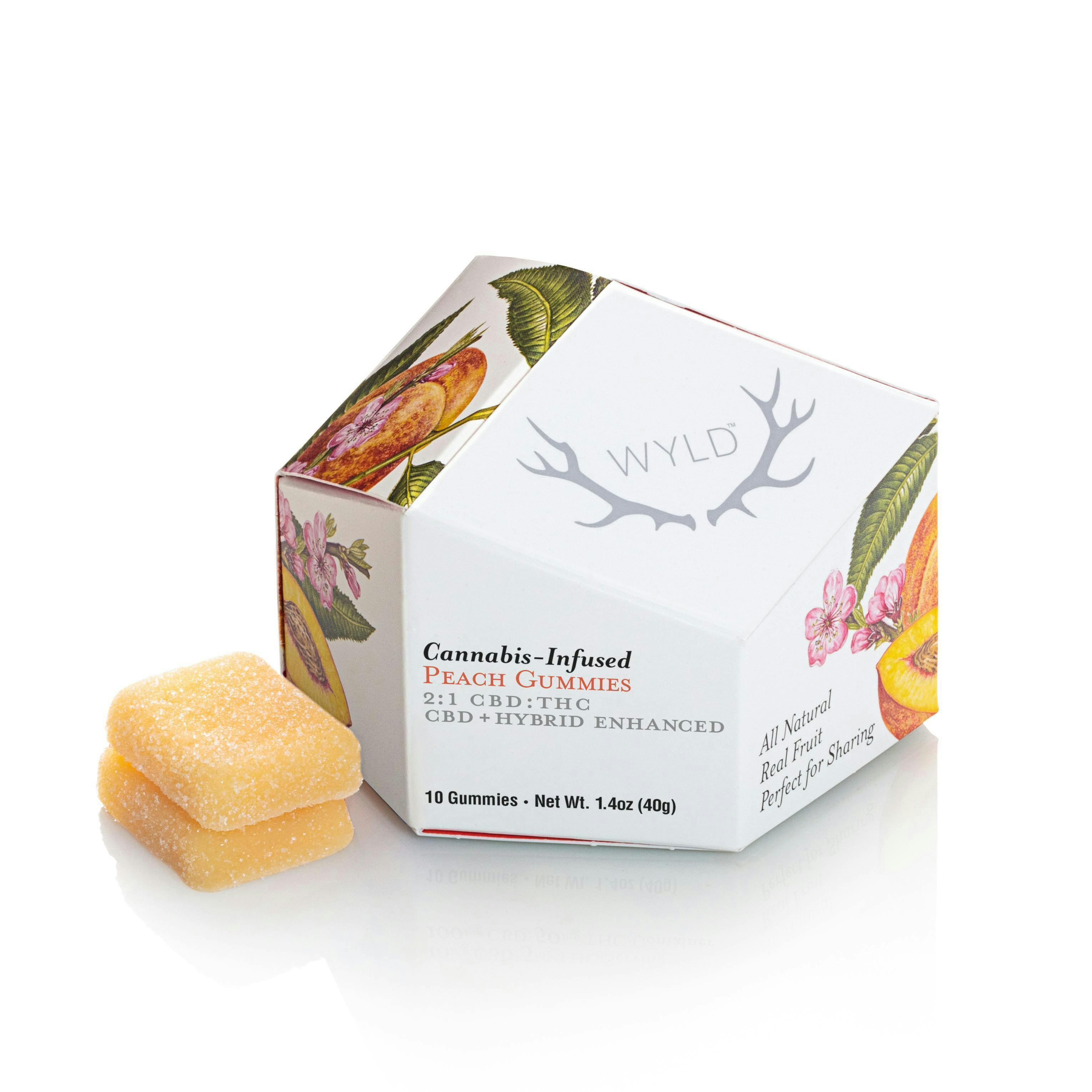 WYLD - WYLD | Peach 2:1 CBD + Hybrid Enhanced Gummies | 100mg | 10ct | 10mg/ea - 1