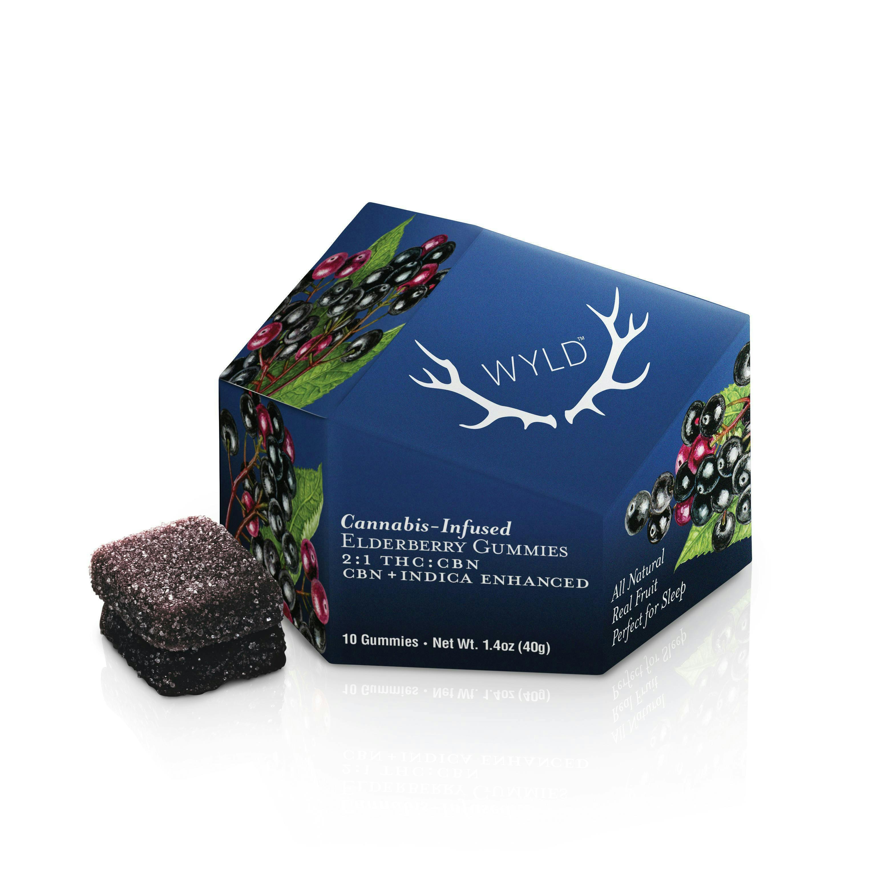 WYLD - Elderberry 2:1 CBN + Indica Enhanced Gummies | 100mg | 10ct | 10mg/ea - 1
