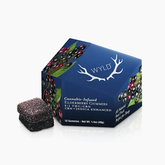WYLD - Elderberry 2:1 CBN + Indica Enhanced Gummies | 100mg | 10ct | 10mg/ea - 1