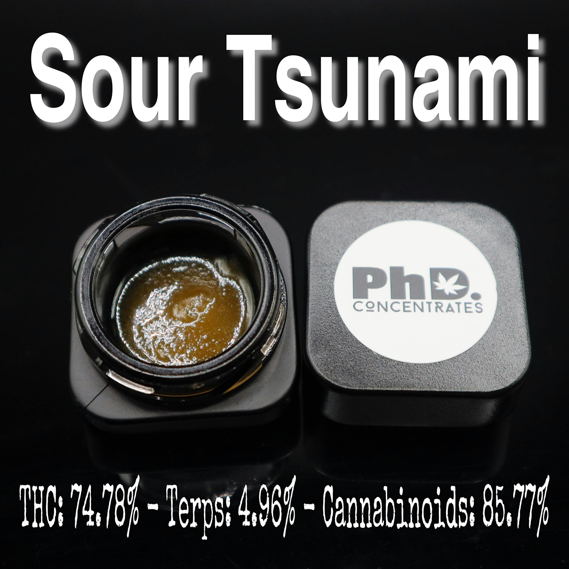 Pharmicated - PhD Concentrate 1 gram - Sour Tsunami Sugar - 74.78% THC - 1
