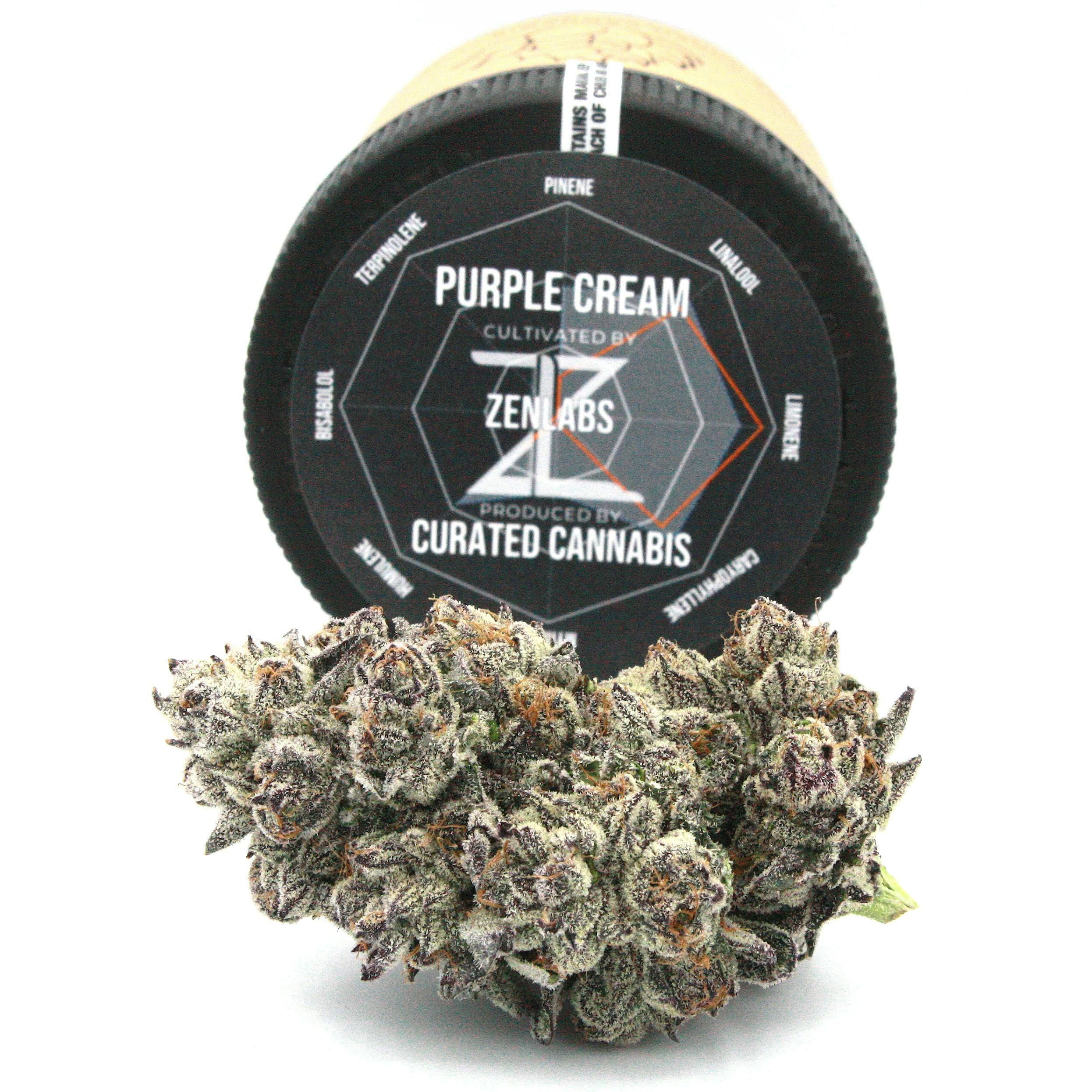 Curated Cannabis - Purple Cream - Eighth Ounce - Live Cured Flower - 1