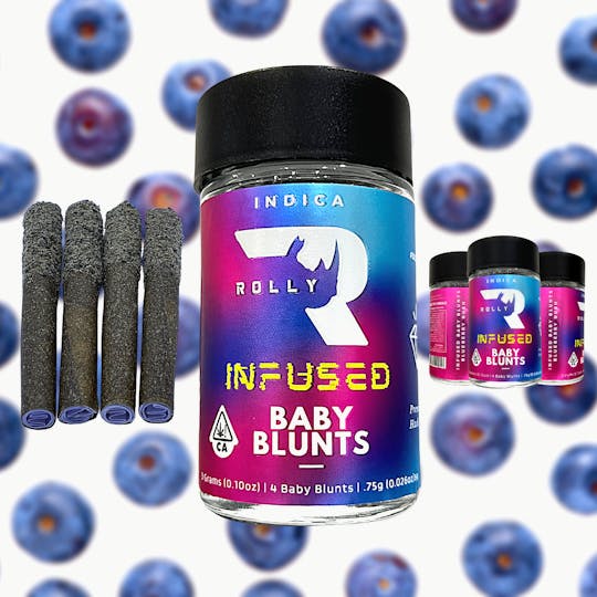 ROLLY - Baby Blunts Blueberry Indica | Diamond & Hash Infused 3G - 1