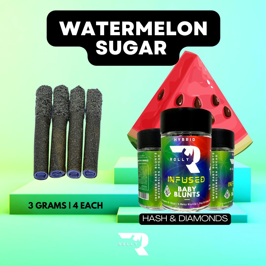 ROLLY - Baby Blunts Watermelon Sugar Hybrid | Diamond & Hash Infused 3G - 1