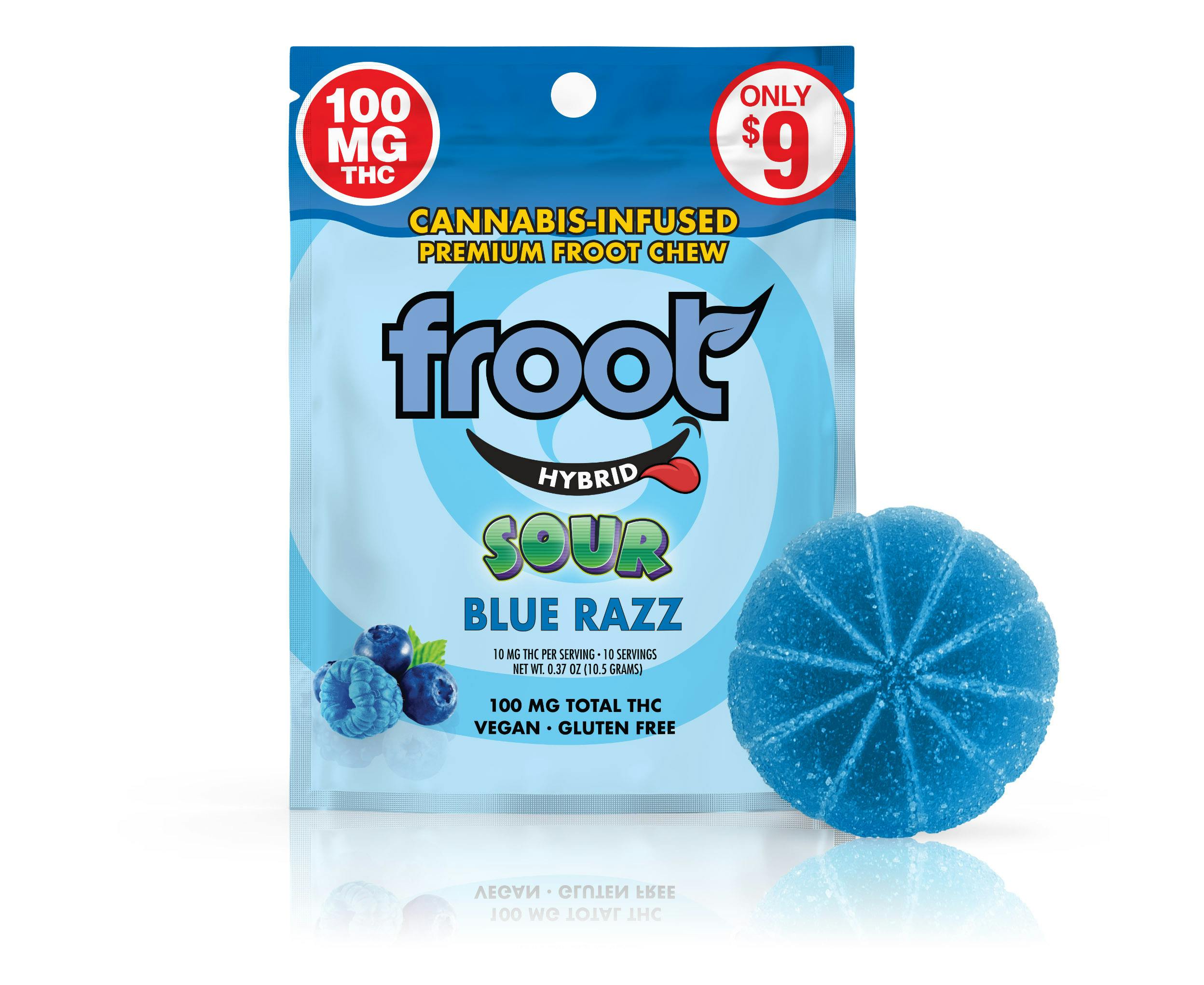 Froot - Froot Sour Blue Razz Gummy - 100mg Single Cut-to-dose - 1