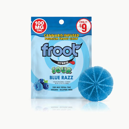 Froot - Froot Sour Blue Razz Gummy - 100mg Single Cut-to-dose - 1
