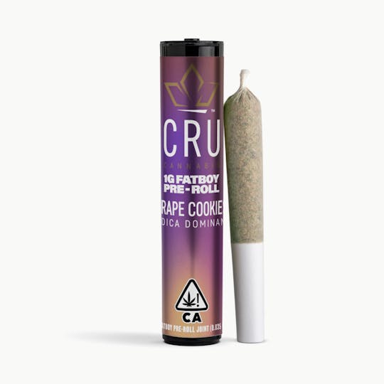 CRU Cannabis - Grape Cookies (1G Fatboy Pre-Roll) - 1