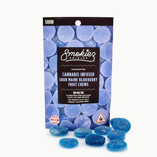 Smokiez Edibles - Sour Maine Blueberry Fruit Chews - 100mg THC - ME - 1