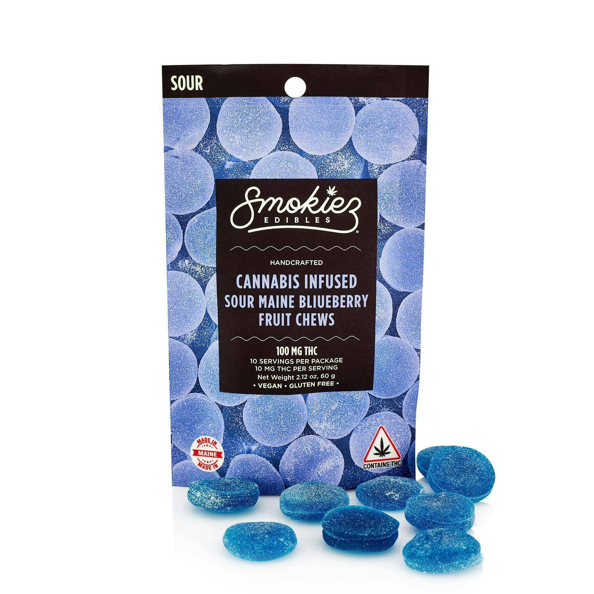 Smokiez Edibles - Sour Maine Blueberry Fruit Chews | 100mg | 10ct | 10mg/ea - 1
