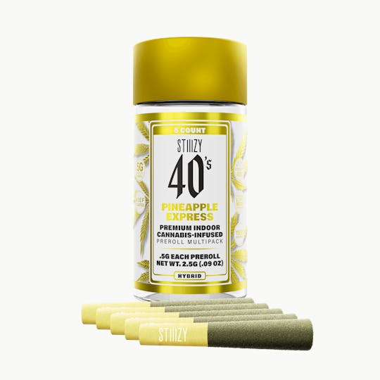 STIIIZY - - PINEAPPLE EXPRESS - .5G 40's Infused Preroll 5 Pack - 1