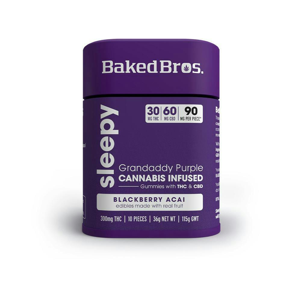 Baked Bros - Baked Bros Sleepy | Grandaddy Purple Gummie | 300mgTHC / 600mgCBD - 1