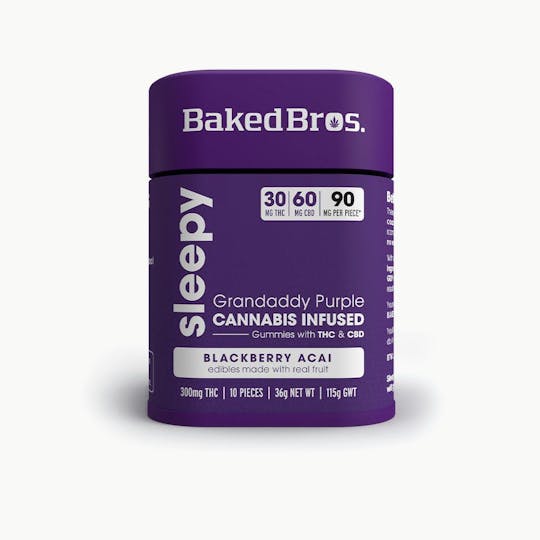 Baked Bros - Baked Bros Sleepy | Grandaddy Purple Gummie | 300mgTHC / 600mgCBD - 1