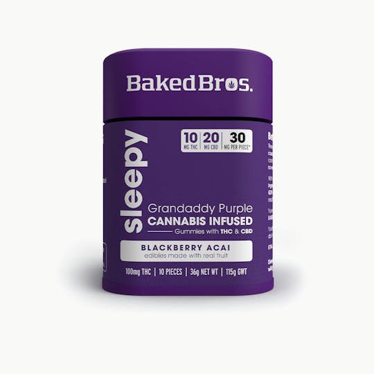Baked Bros - Baked Bros Sleepy | Blueberry Acai Gummie | 100mgTHC / 200mgCBD - 1