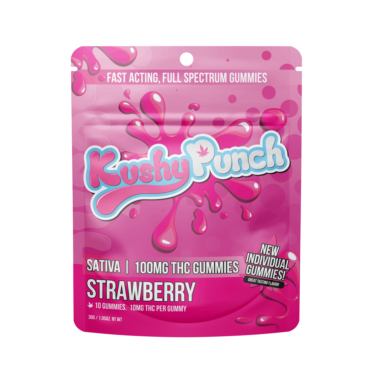 Kushy Punch - Kushy Punch - Sativa Strawberry INDIVIDUAL GUMMIES 100MG - 1