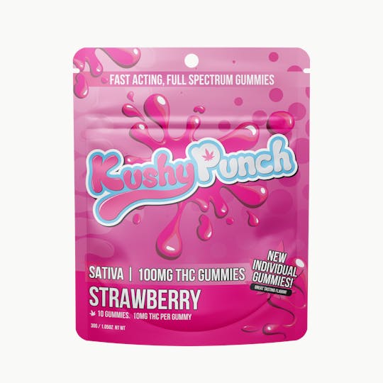 Kushy Punch - Kushy Punch - Sativa Strawberry INDIVIDUAL GUMMIES 100MG - 1