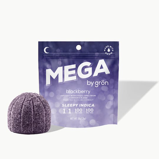 Grön Edibles - Grön 1:1 Blackberry Mega Pearl - Sleepy Indica - CBN/THC - 100MG - 1