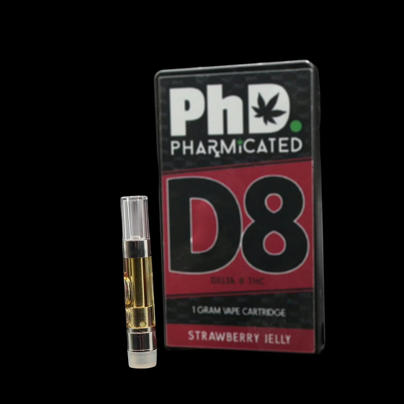 Pharmicated - PhD - Delta 8 Vape Cart - 1000mg - Strawberry Jelly - 1