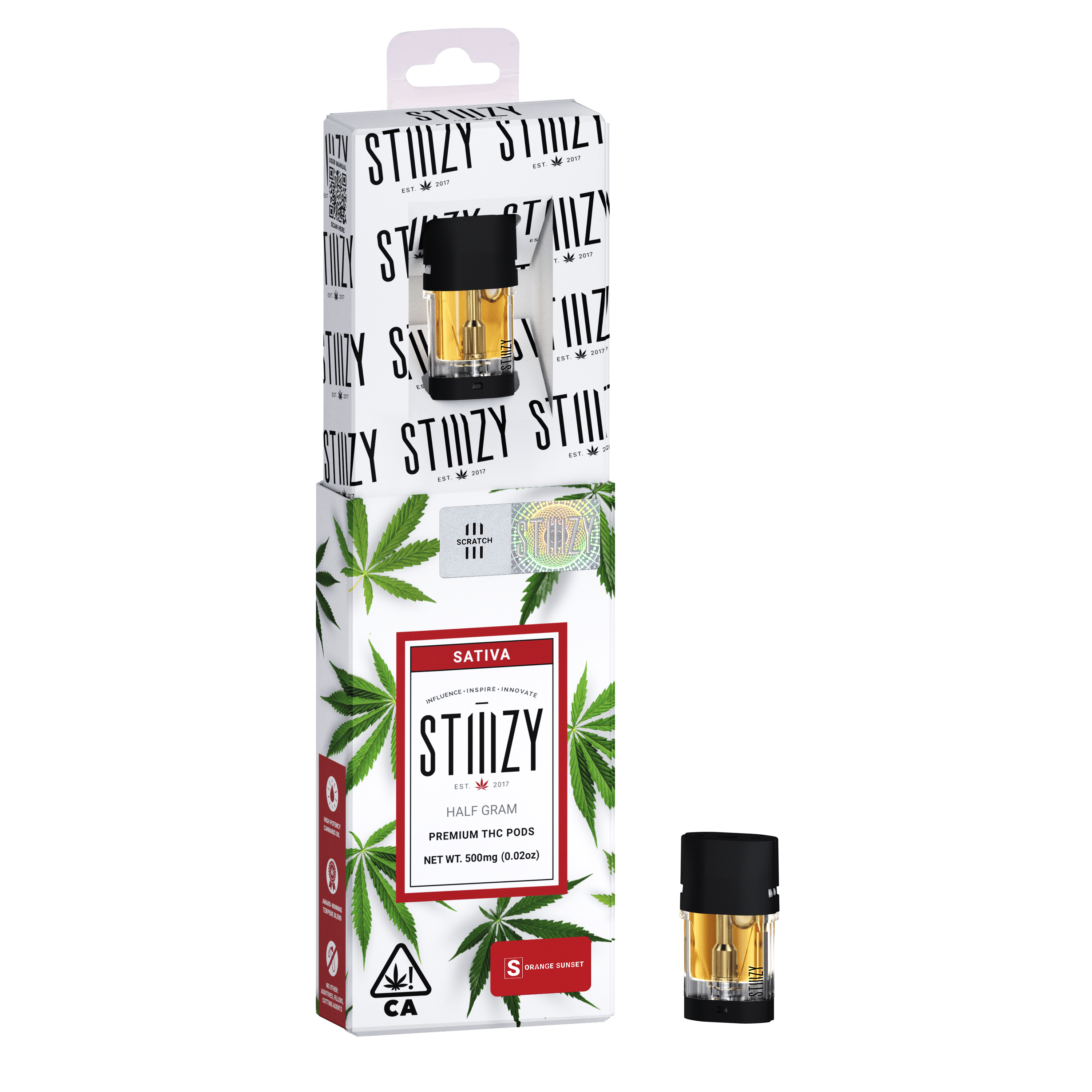 STIIIZY - Vape Cartridge - ORANGE SUNSET .5G Original THC Pod - STIIIZY - 1