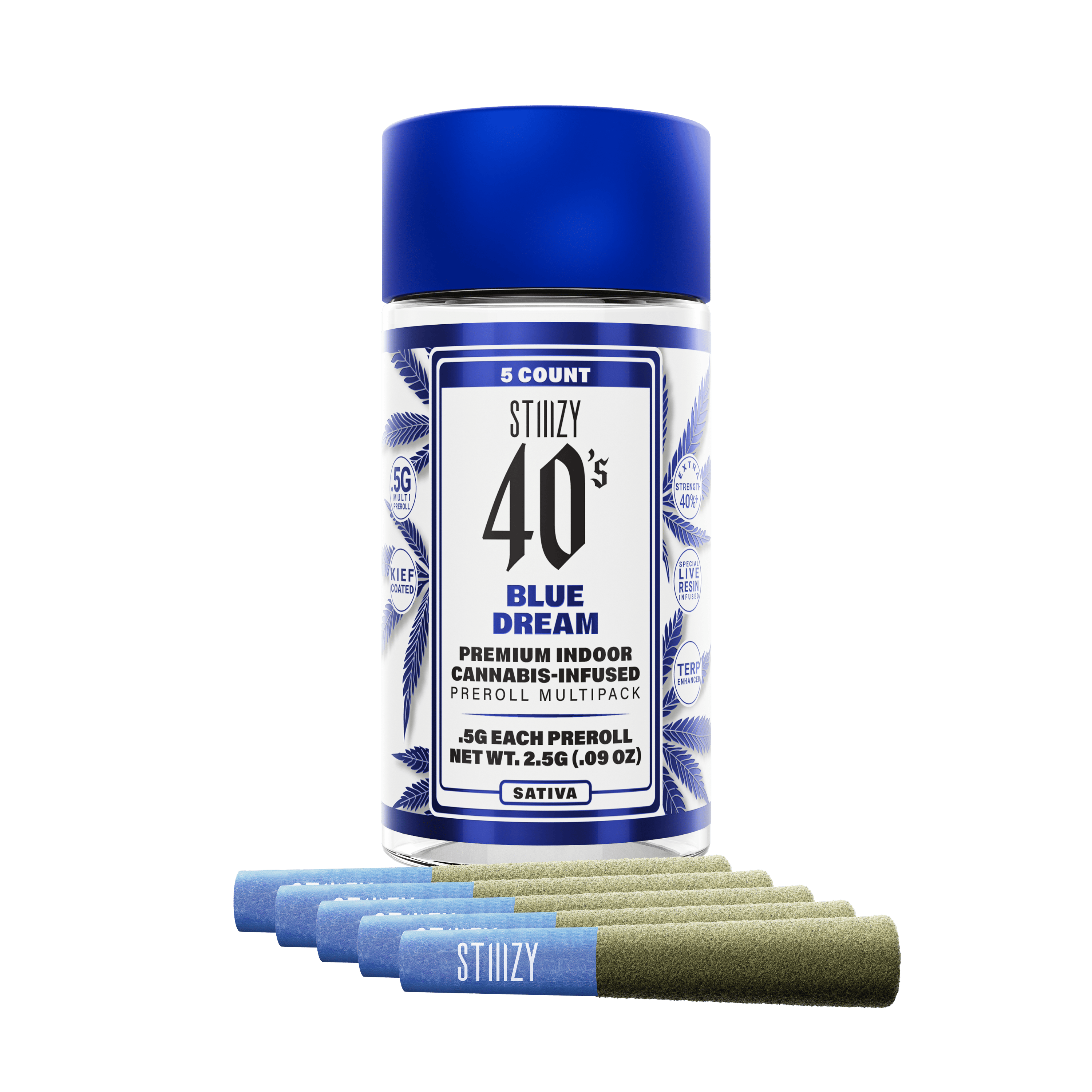 STIIIZY - - BLUE DREAM - .5G 40's Infused Preroll 5 Pack - 1