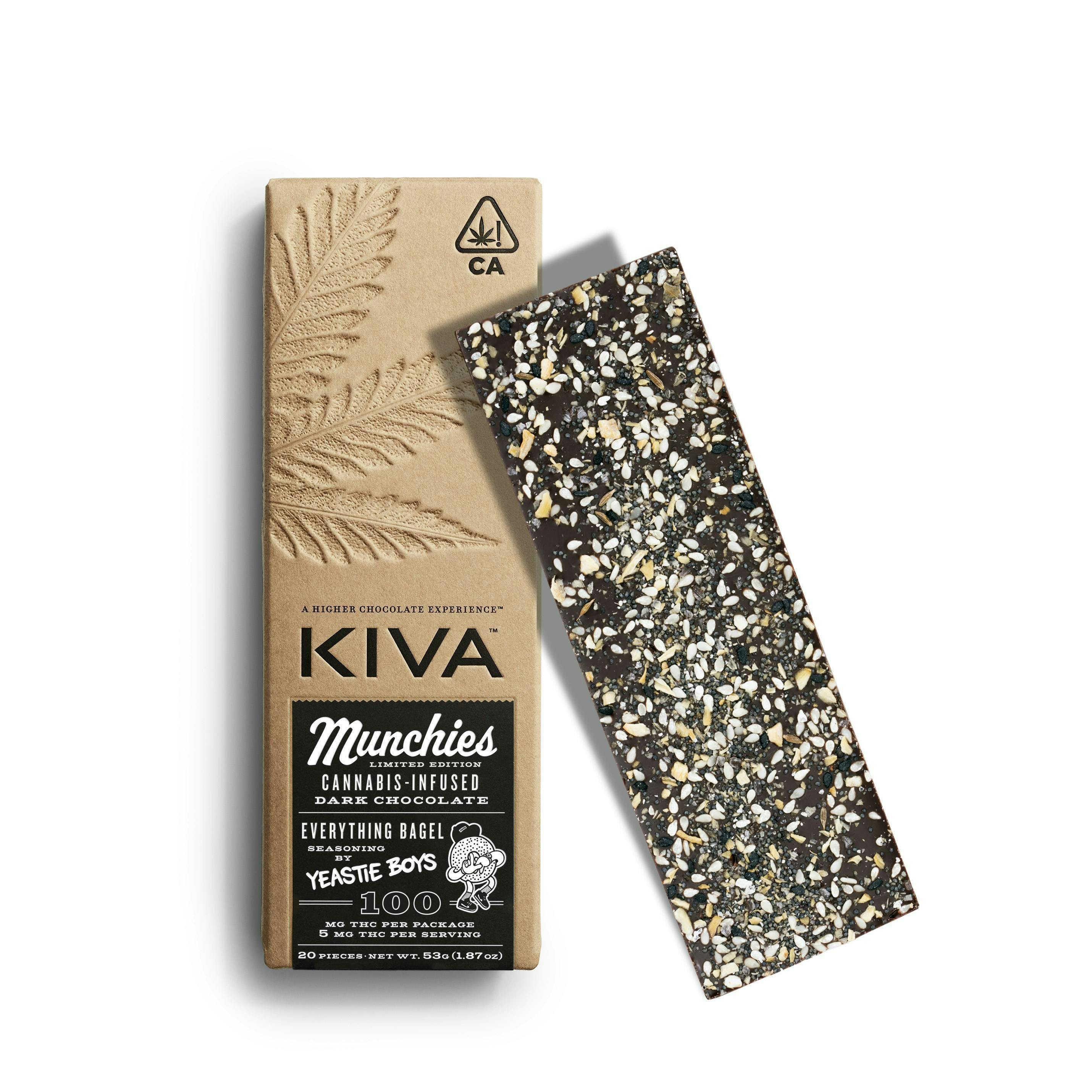 Kiva Confections - Kiva | Everything Bagel Dark Chocolate Bar | 100mg | 20ct | 5mg/ea - 1