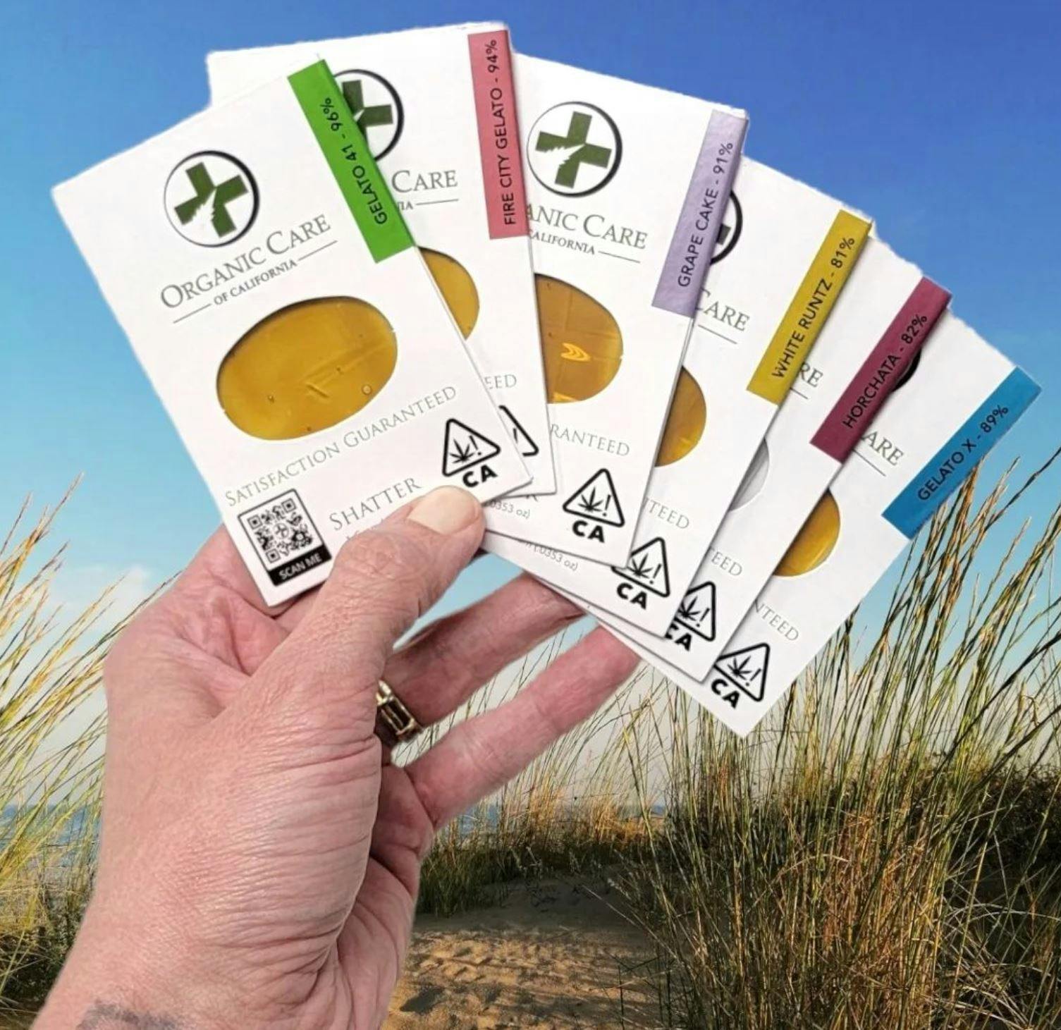 Organic Care of California - (78%) (91%) Grape Cake "Shatter" (1g) INDICA - 1