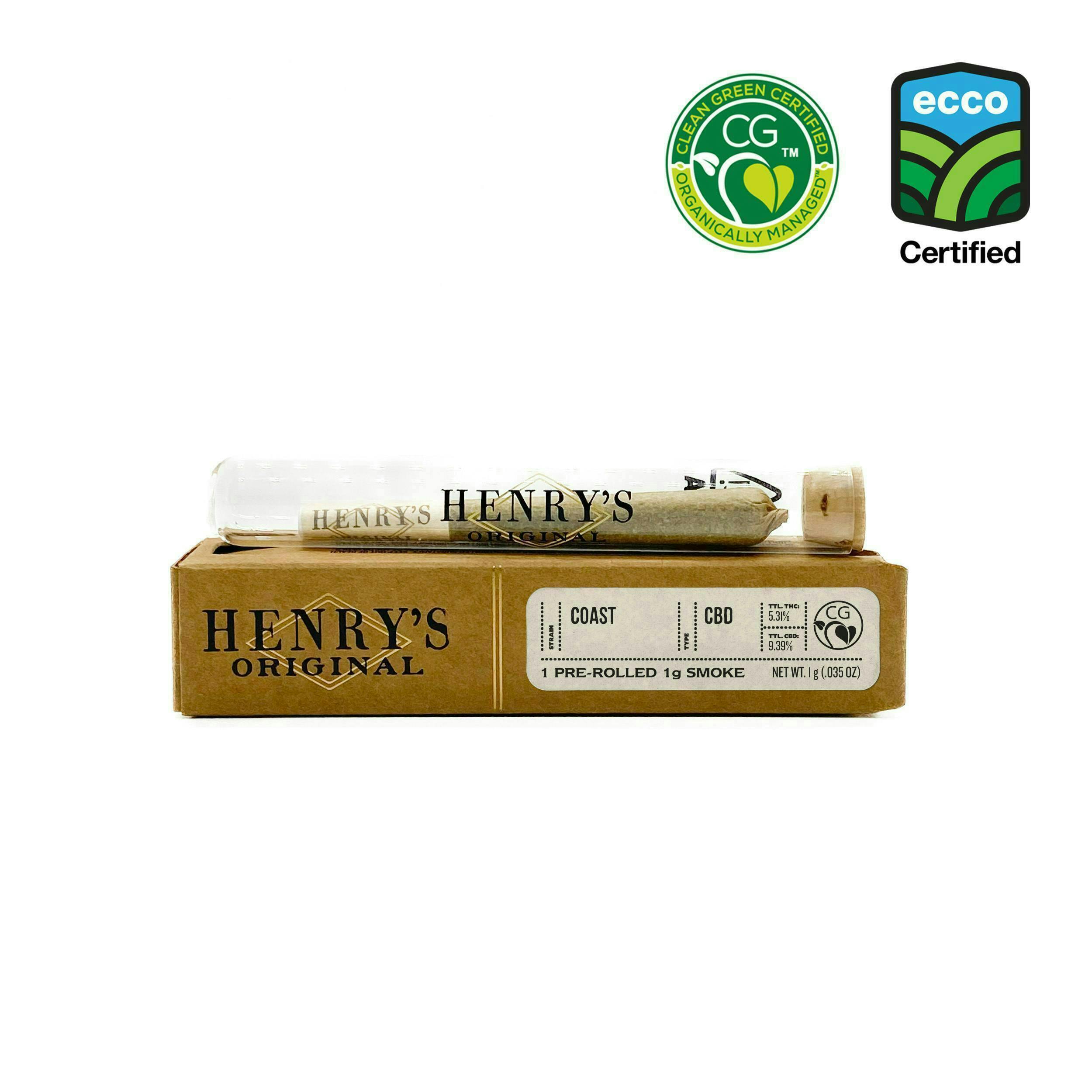 Henry's Original - Henry's Original | Coast 2:1 CBD | Joint | 1g - 1