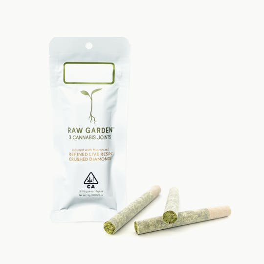 Raw Garden - Garlic Cookies #3 RLR™ Crushed Diamonds Infused (3) 0.5g Joints - 1