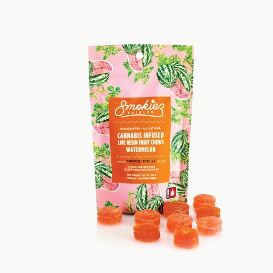 Smokiez Edibles - Watermelon Indica 100mg Live Resin Fruit Chews - OR - 1