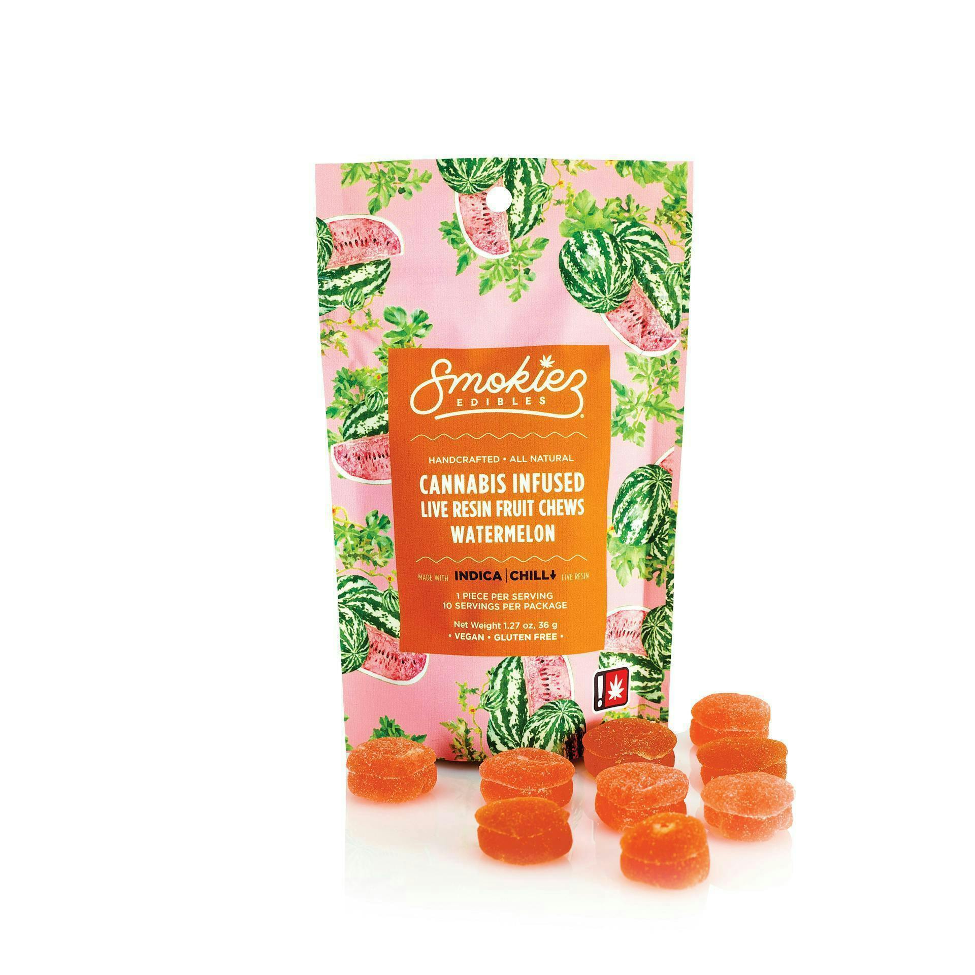 Smokiez Edibles - Watermelon Live Resin Fruit Chews | 100mg | 10ct | 10mg/ea - 1