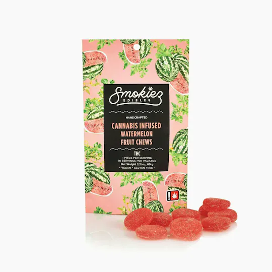 Smokiez Edibles - Watermelon Fruit Chews | 100mg | 10ct | 10mg/ea - 1