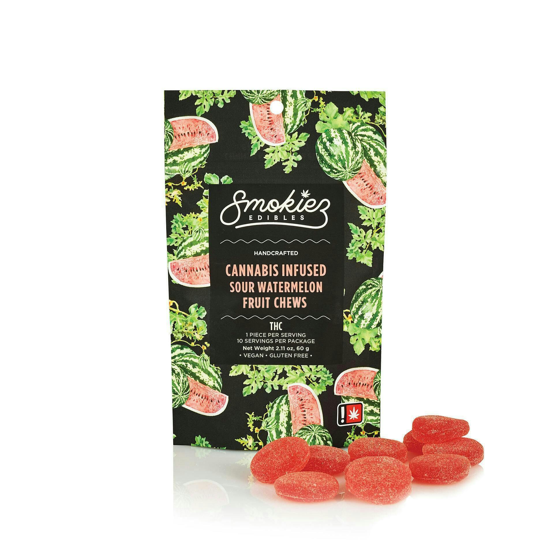 Smokiez Edibles - Sour Watermelon Fruit Chews | 100mg | 10ct | 10mg/ea - 1