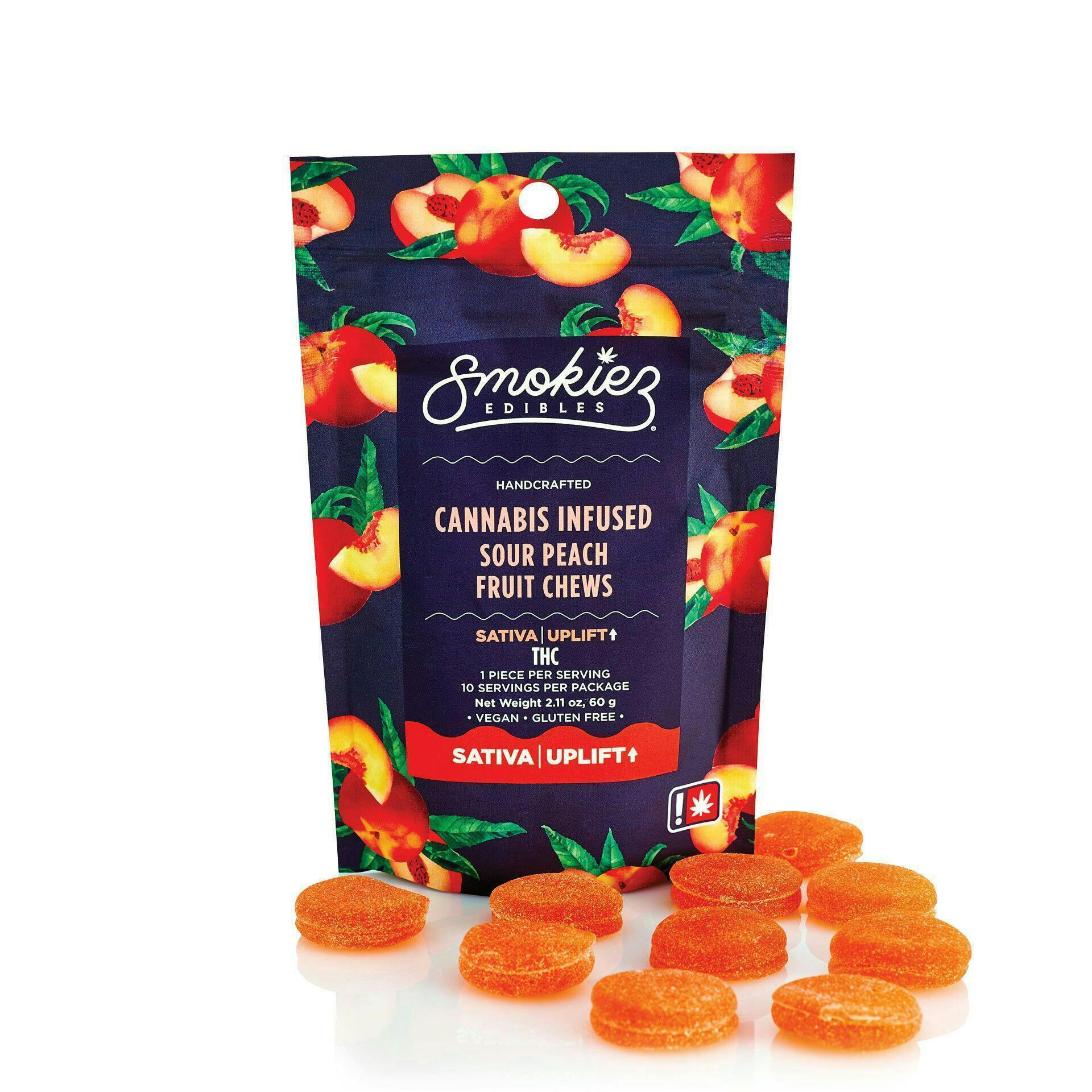 Smokiez Edibles - Sour Peach Fruit Chews | 100mg | 10ct | 10mg/ea - 1
