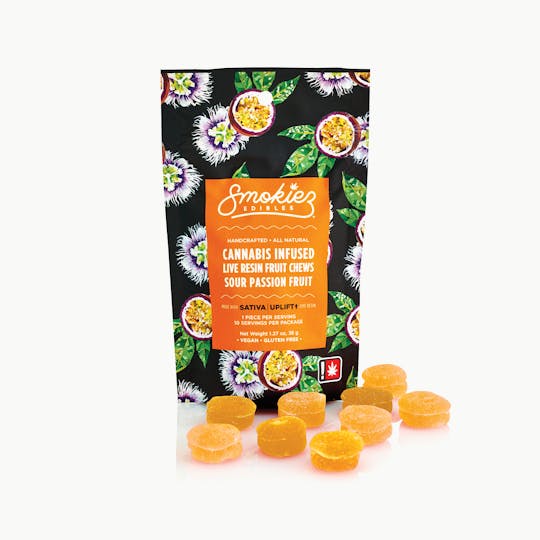 Smokiez Edibles - Sour Passion Fruit Sativa 100mg Live Resin Fruit Chews - OR - 1