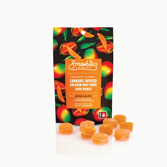 Smokiez Edibles - Sour Mango Sativa 100mg Live Resin Fruit Chews - OR - 1