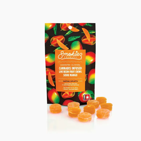 Smokiez Edibles - Sour Mango Live Resin Fruit Chews | 100mg | 10ct | 10mg/ea - 1