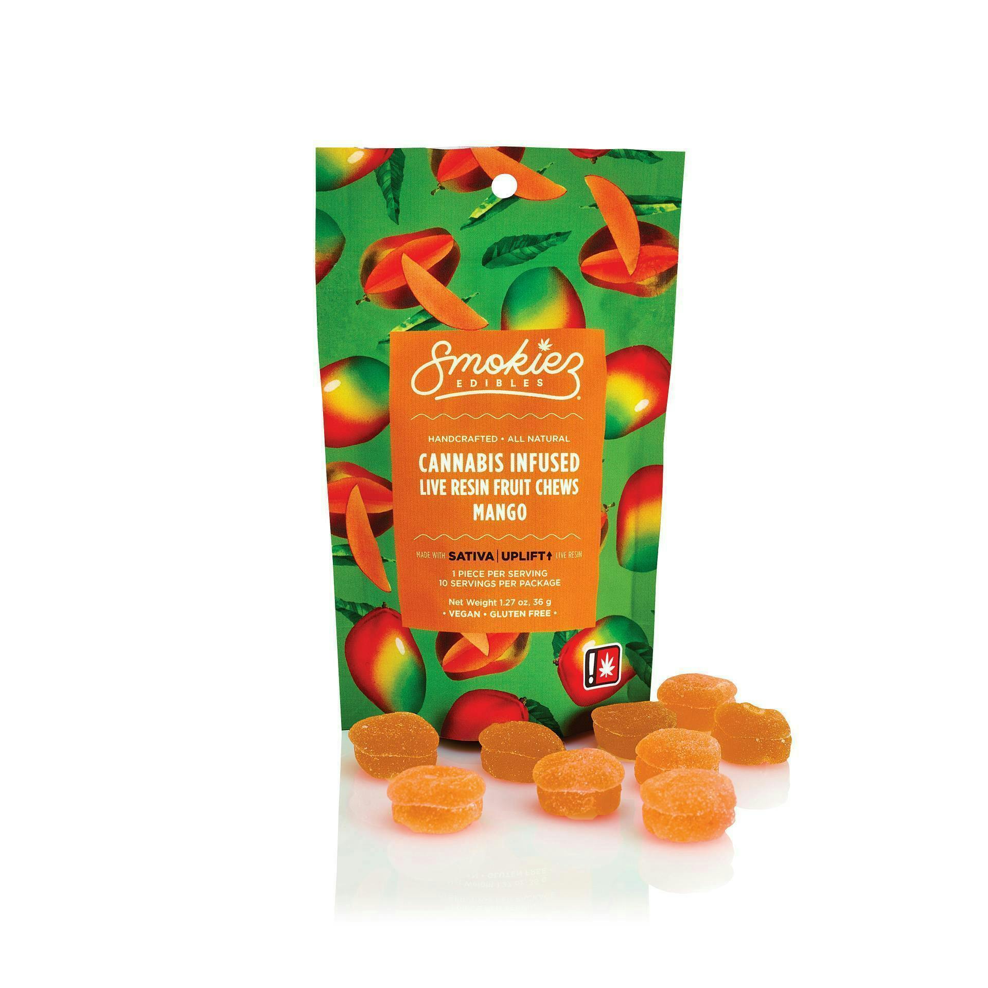 Smokiez Edibles - Mango Live Resin Fruit Chews | 100mg | 10ct | 10mg/ea - 1
