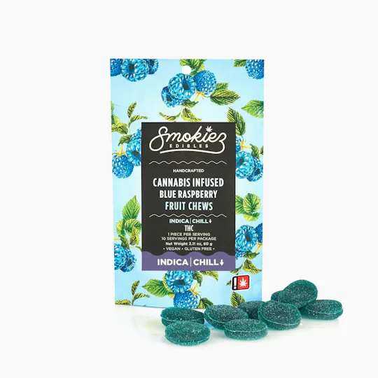 Smokiez Edibles - Blue Raspberry Fruit Chews | 100mg | 10ct | 10mg/ea - 1