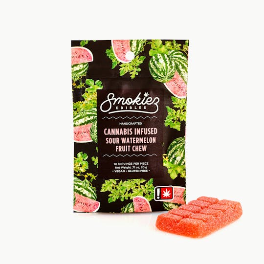 Smokiez Edibles - Sour Watermelon Hybrid 100mg THC Scored Single Fruit Chew - OR - 1
