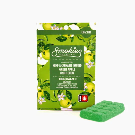 Smokiez Edibles - Green Apple Fruit Chew CBG:THC 1:1 | 100mg - 1