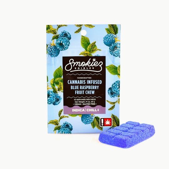 Smokiez Edibles - Blue Raspberry Indica 100mg THC Scored Single Fruit Chew - OR - 1