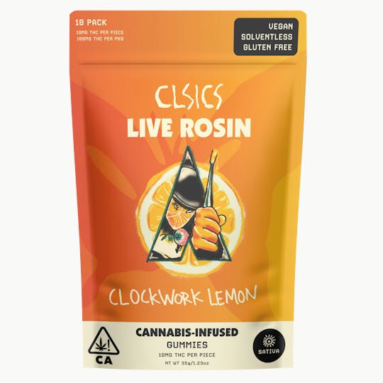 CLSICS Rosin & Rosin Infused Pre Rolls - Clockwork Lemon - 10Pk GUMMIES LIVE ROSIN INFUSED - 1