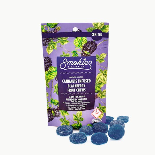 Smokiez Edibles - Blackberry 100mg CBN : 100mg THC Fruit Chews - CO - 1