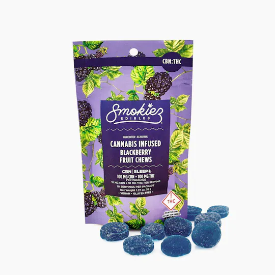 Smokiez Edibles - Blackberry Fruit Chews THC:CBN 1:1 | 100mg | 10ct | 100mg/ea - 1