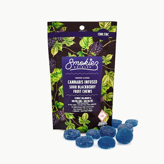 Smokiez Edibles - Sour Blackberry 100mg CBN : 100mg THC Fruit Chews - CO - 1