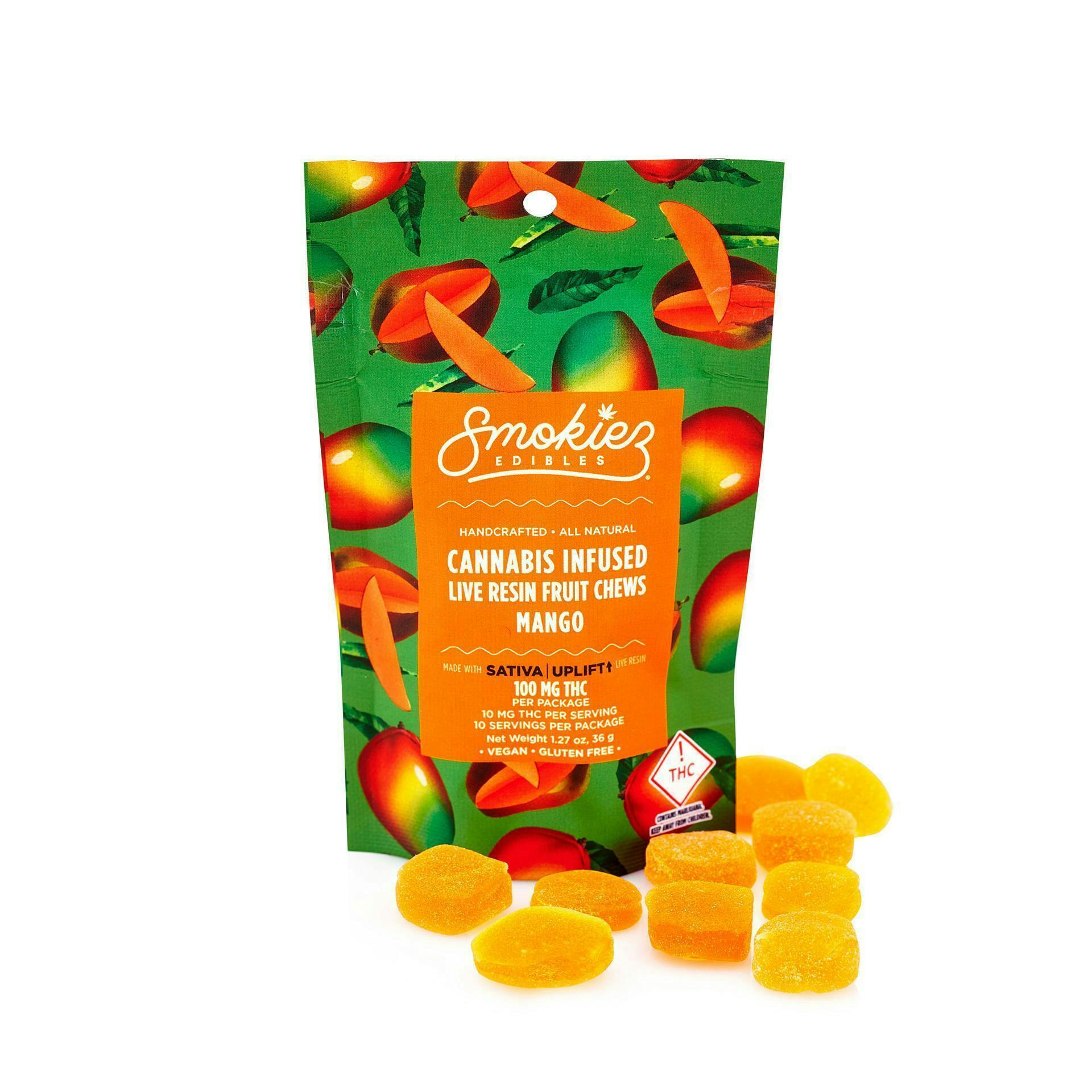 Smokiez Edibles - Mango Live Resin Fruit Chews | 100mg | 10ct | 10mg/ea - 1
