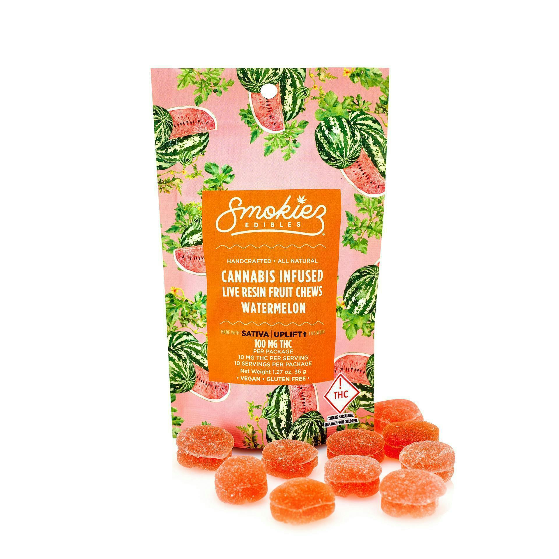 Smokiez Edibles - Watermelon Live Resin Fruit Chews | 100mg | 10ct | 10mg/ea - 1