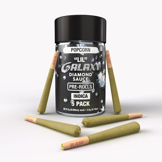 Galaxy - Popcorn (Indica) Galaxy Mini 5-pack 3.5G Diamond Infused Prerolls - 1