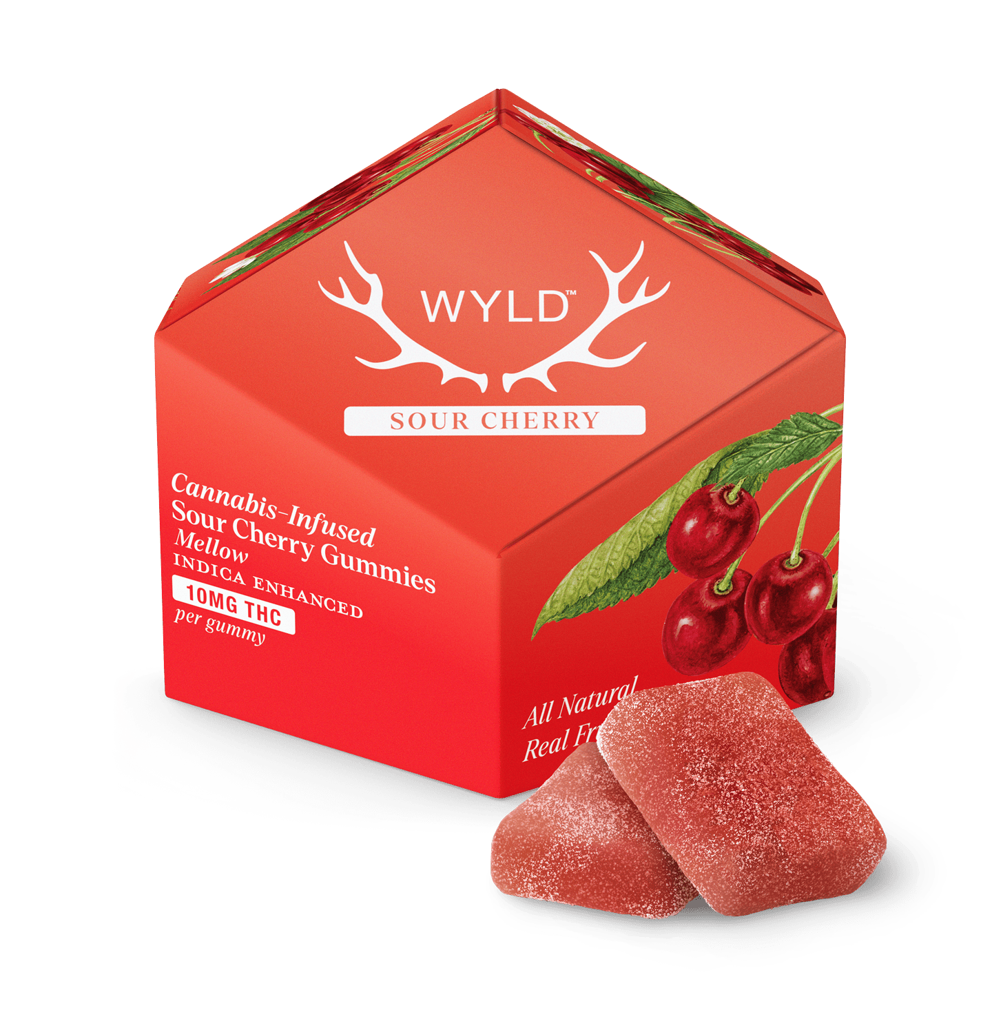 WYLD - WYLD | Sour Cherry Indica Enhanced Gummies | 100mg | 10ct | 10mg/ea - 1